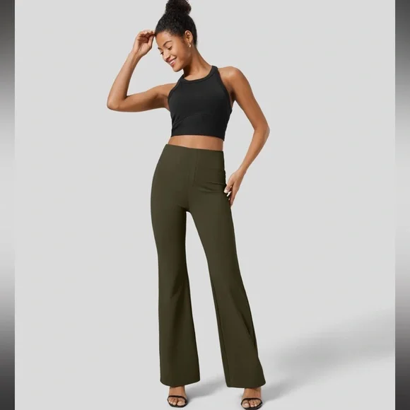 Halara Flex High Waisted Back Side Pockets Slight Flare Work Pants - Picture 6 of 7